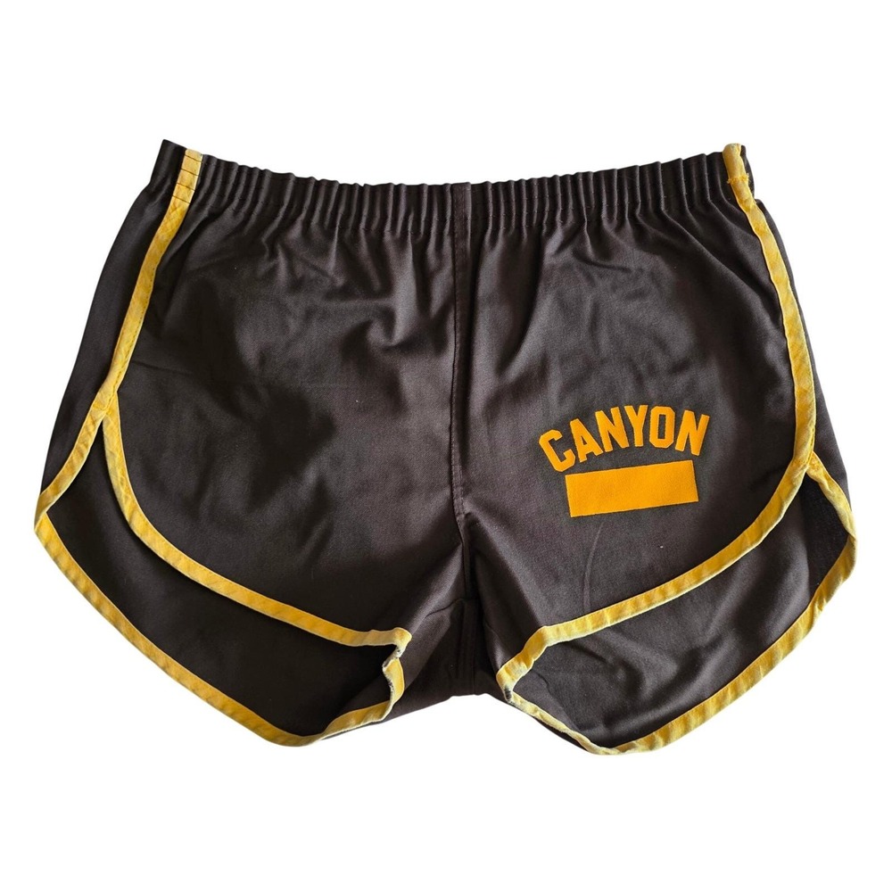 Vintage 70s 80s Collegiate Pacific Dolphin Shorts Brown Yellow Canyon Small